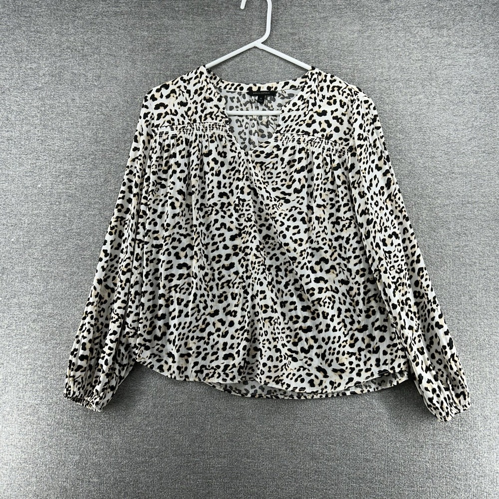 Banana Republic Blouse Long Sleeve Women Medium Leopard Print